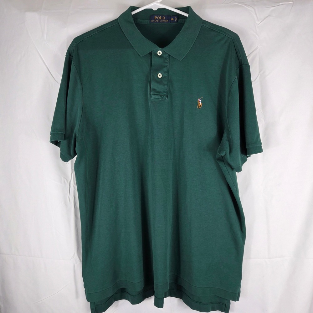 Polo Ralph Lauren Mens XL Green Short Sleeve Cotton Polo Shirt Flesh Pony Logo
